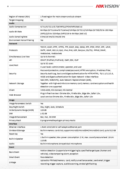 Hikvision 4K 8 MP Acusense DS-2CD2383G2-LI2U/SRB Built-in Dual Mic Smart Hybrid Light Strobe Light & Audible Warning 2.8mm