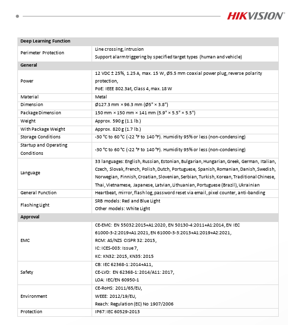 Hikvision 4K 8 MP Acusense DS-2CD2383G2-LI2U/SRB Built-in Dual Mic Smart Hybrid Light Strobe Light & Audible Warning 2.8mm