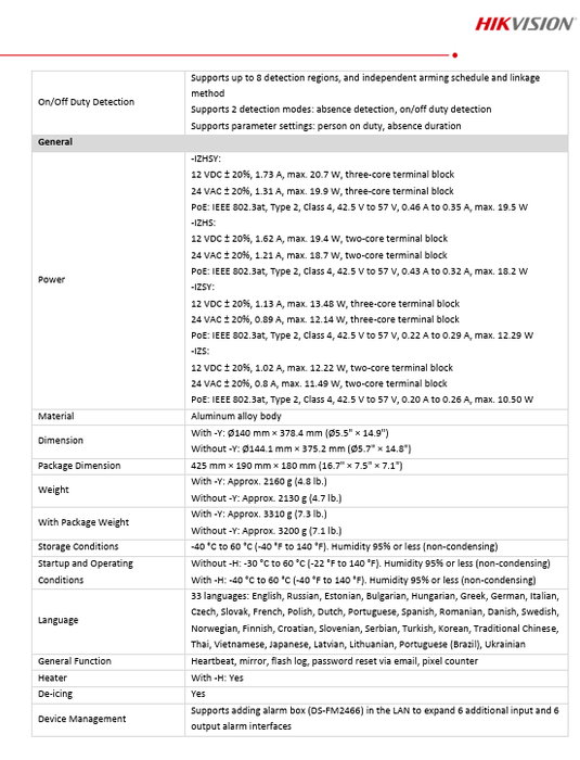 Hikvision iDS-2CD7A45G0-IZHSY 4MP DeepinView Moto Varifocal IP Bullet Camera 4.7-118MM