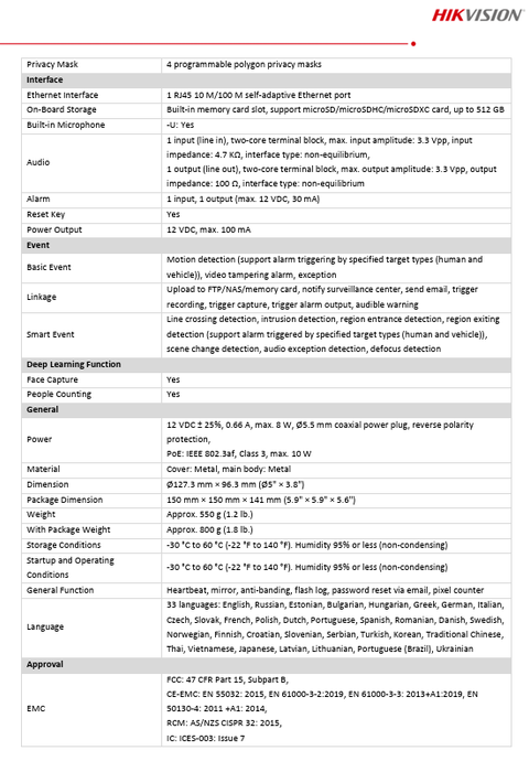 Hikvision DS-2CD3348G2-LISU 4MP Dual Illumination Fixed IP Turret Network Camera 2.8MM