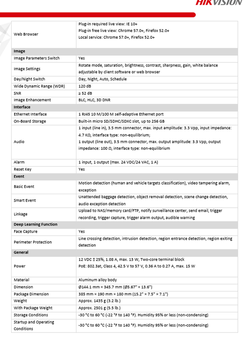 Hikvision PCI-B18Z2S 4K 8MP AcuSense Varifocal Bullet IP camera DarkFighter Human & Vehicle Detection 2.7-13.5MM