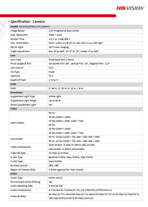Hikvision EKI-K41T44C 4PC 4MP IP ColorVu Cameras  DS-2CD1347G2-LUF 2.8mm 1PC 4CH NVR ERI-K104-P4 w/1TB  HDD