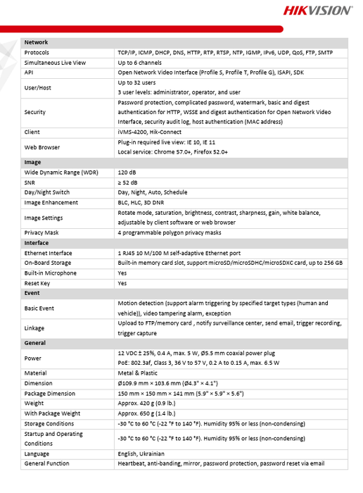 Hikvision EKI-K41T44C 4PC 4MP IP ColorVu Cameras  DS-2CD1347G2-LUF 2.8mm 1PC 4CH NVR ERI-K104-P4 w/1TB  HDD