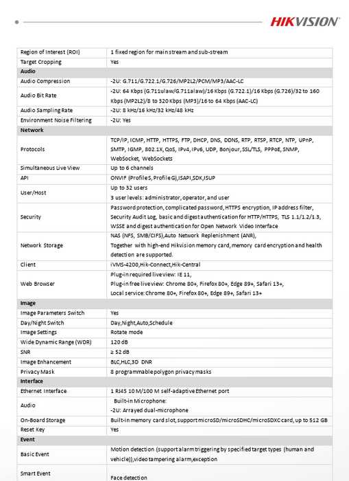 Hikvision DS-2CD2383G2-LI2U 4K 8MP IP Acusense Strobe Light and Audible Warning & Smart Hybrid Light Fixed Audible Warning Built-in Dual Mic2.8MM