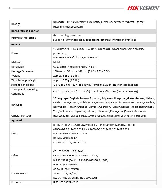 Hikvision DS-2CD2383G2-LI2U 4K 8MP IP Acusense Strobe Light and Audible Warning & Smart Hybrid Light Fixed Audible Warning Built-in Dual Mic2.8MM
