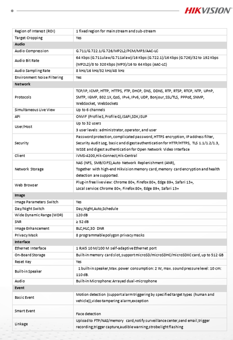 Hikvision 4K 8MP DS-2CD2383G2-LI2U/SL Acusense Strobe Light and Audible Warning & Smart Hybrid Light Fixed Turret IP Network Camera Built-in Dual Mic 2.8mm