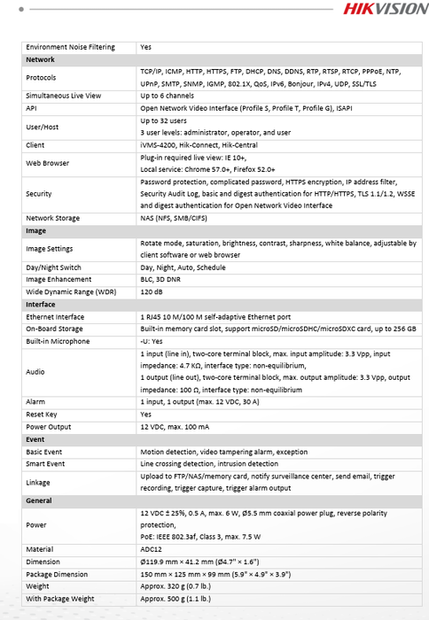 Hikvision 5MP DS-2CD2955G0-ISU IP Fixed 180° Fisheye Network Camera 1.05mm Lens Audio Alarm Interface