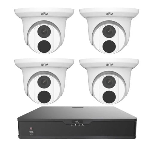 Uniview Lite Kit 4 Channel Surveillance Kit with (4) 4MP Turret Domes, (1) 4K 4 Channel NVR and 1TB HDD