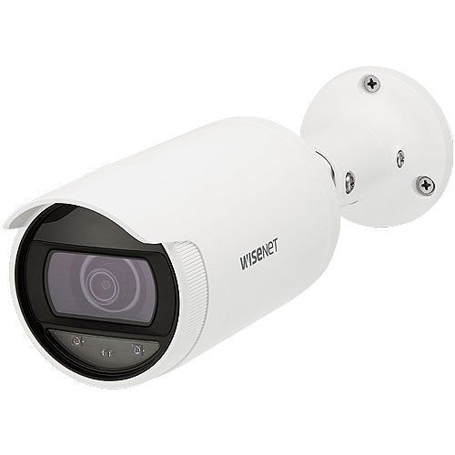 Ⲏanwha ANO-L7012R 4MP Bullet POE IP Security Camera Outdoor, NDAA Compliant, 3mm Fixed Lens, 98.3° Wide View Angle, AI Detection, White, Compatible with Ⲏanwha Wisenet Security IP Camera System