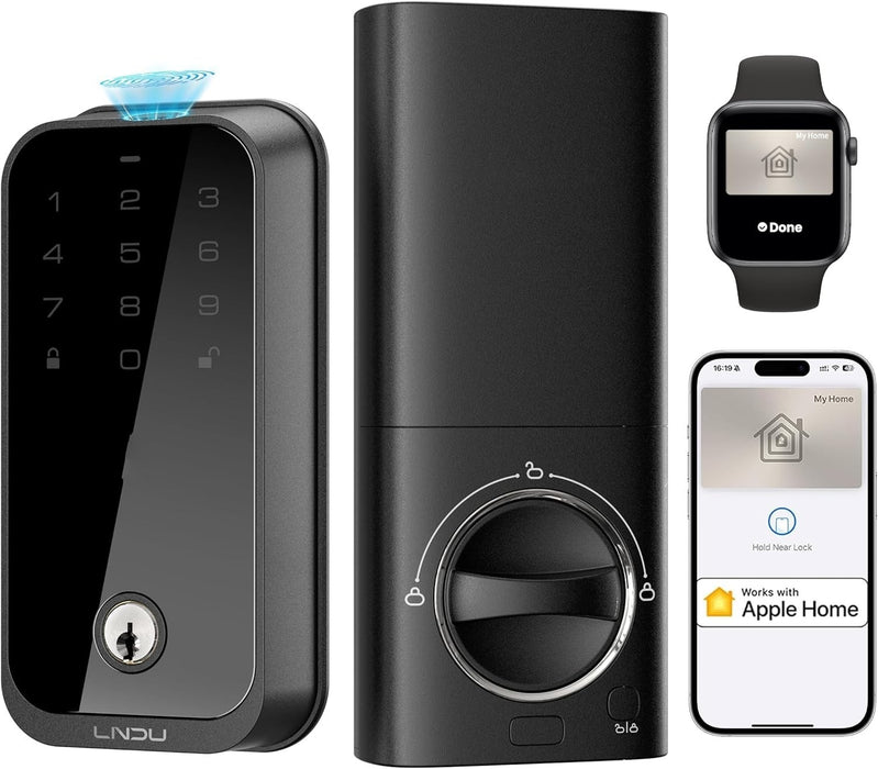 Smart Lock for Front Door HK01: Apple Home Ecosystem Fingerprint Keyless Door Lock, Supports Apple Home, Google, App Remote Control Keypad Door Lock, Easy Installation Auto-Lock