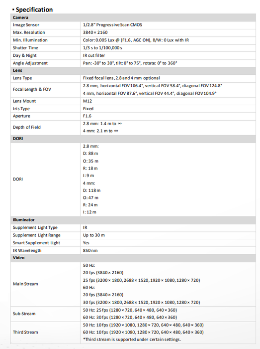 Hikvision DS-2CD2583G2-IS 8MP 4K AcuSense Fixed Mini Dome IP Camera PoE Built-in Mic 2.8mm