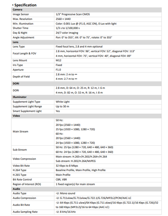 Hikvision 4MP DS-2CD1147G2-LUF ColorVu POE IP Built in Mic Camera 2.8mm