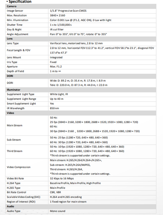 Hikvision 8MP DS-2CD2787G3T-LIZSY Smart Hybrid Light with ColorVu Motorized PTRZ Varifocal Lens Dome  IP Camera  2.8 to 12 mm
