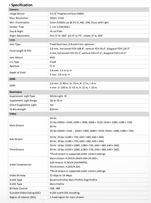 Hikvision DS-2CD2387G3-LIS2UY/SL 8MP Strobe Light & Audible Warn Color-Vu 3.0 Fixed Turret PoE IP Camera, Smart Hybrid Light, Acu-sense 3.0, Two-Way Audio, HikAI-ISP Noise Reduction, Anti-Corrosion Design 2.8mm