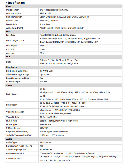 Annke Hikvision Compatible Unbranded 8 MP Smart Hybrid Light Fixed IP Turret Network Camera 2.8MM 2 Way Audio