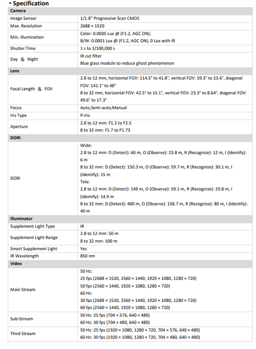 Hikvision 4MP DeepinView IP iDS-2CD7A46G0/P-IZHS ANPR Moto Varifocal Bullet Camera 8-32MM