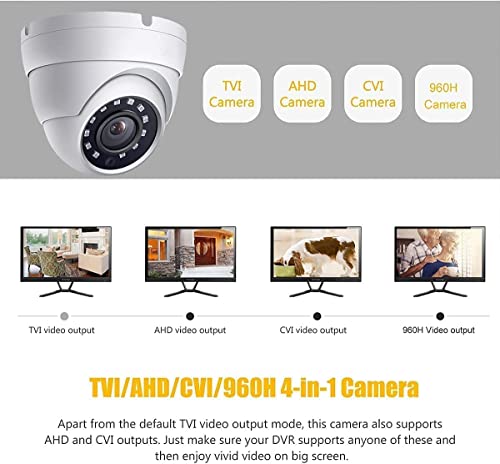 4K 8MP 180° Panoramic Ultra Wide Viewing Angle Fisheye Eyeball Dome TVI CVI AHD Analog 4 in 1 CCTV Security Camera, 65ft IR Night Vision, Outdoor, Full Metal Housing, ONLY Compatible with 8MP DVR