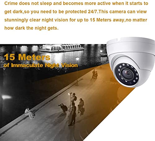 8MP 4K Dome TVI CVI AHD CCTV Security Camera with Visible White LED Lights, 24/7 Full Color 65ft Night Vision, 2.8mm 100° Wide Viewing Angle, Outdoor, Full Metal Housing, ONLY Compatible with 8MP DVR