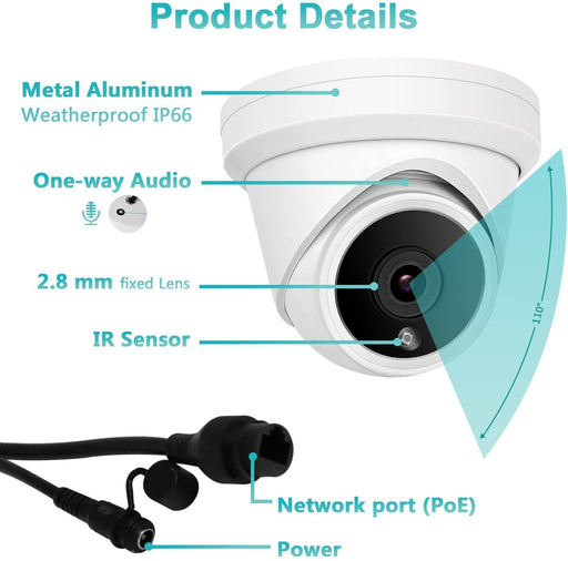 POE, metal housing, IP66, audio recording, 2.8mm-CCTV Supply